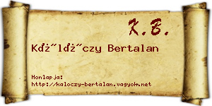 Kálóczy Bertalan névjegykártya