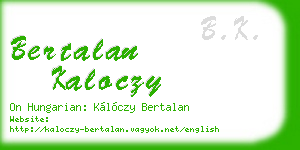 bertalan kaloczy business card