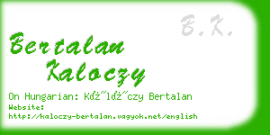 bertalan kaloczy business card